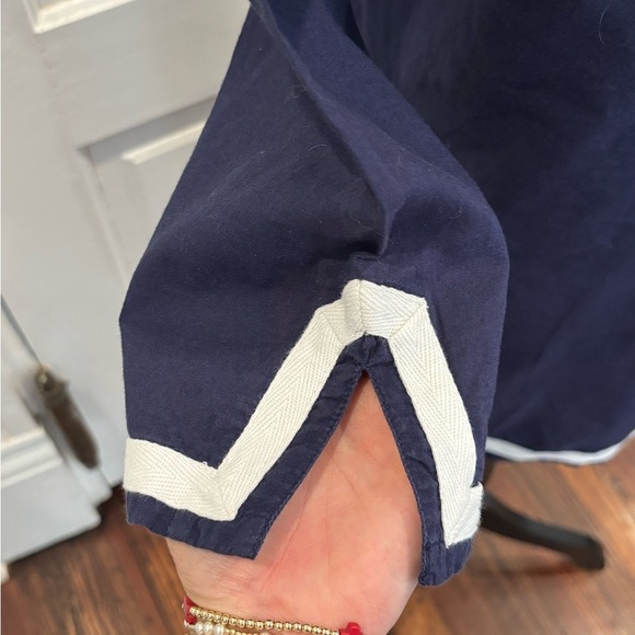 346 Brooks Brothers Navy 3/4 Sleeve Collar V Neck Tunic Shirt Sz Small - Picture 5 of 6